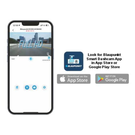 Blaupunkt DASHCAM 505 WiFi Capable with 1080p 140D Wide Angle Lens Digital Video Recorder