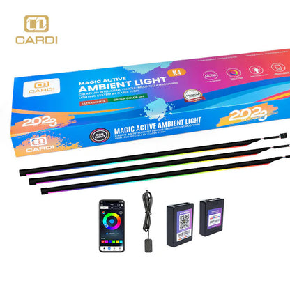 CARDI K4 Interior Ambient Lighting Kit | 10-in-1 System | App & Remote Control | Universal Fit | Premium Cabin Upgrade