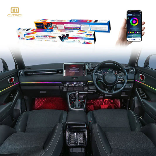 CARDI K4 Interior Ambient Lighting Kit | 10-in-1 System | App & Remote Control | Universal Fit | Premium Cabin Upgrade