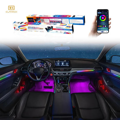 CARDI K4 Interior Ambient Lighting Kit | 10-in-1 System | App & Remote Control | Universal Fit | Premium Cabin Upgrade