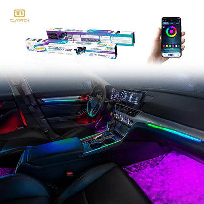 CARDI K4 Interior Ambient Lighting Kit | 6-in-1 System | App & Remote Control | Universal Fit | Premium Cabin Upgrade
