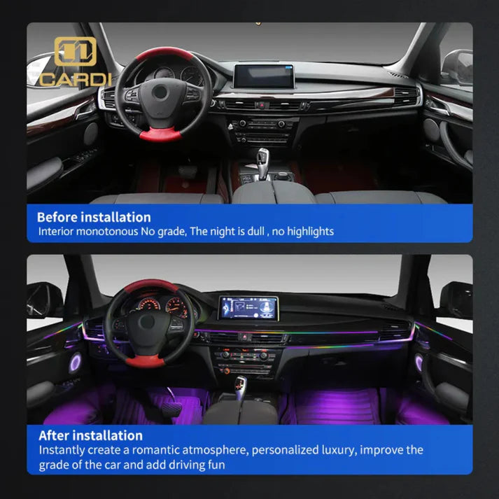 CARDI K4 Interior Ambient Lighting Kit | 10-in-1 System | App & Remote Control | Universal Fit | Premium Cabin Upgrade