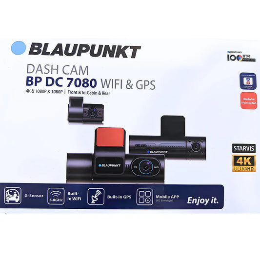 Blaupunkt BP DC 7080 Dash Camera | 4K Ultra HD Front + Dual 1080p | Triple Channel WiFi & GPS Dashcam | Sony STARVIS Sensor