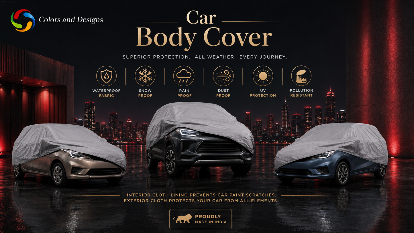 Colors and Designs Premium Car Body Cover – Grey